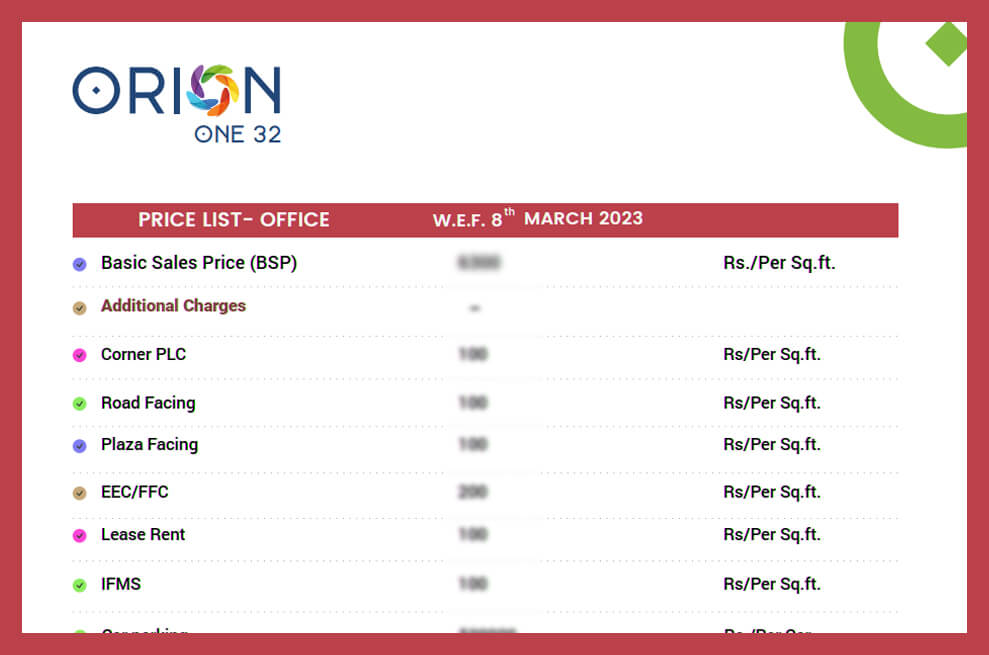 Orion 132 Noida office price